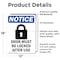 Signmission Door Must Be Locked Sign With Symbol, 12 in W x Rectangle, Vinyl Decal OS-2PACK-NS-D-1218-V-11501 - alternate 2